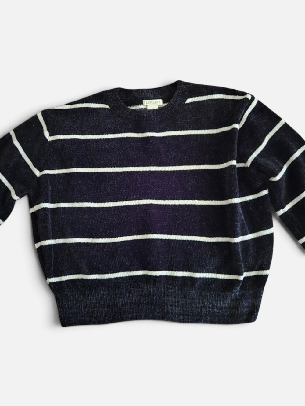 Striped Crewneck Sweater - Navy & White